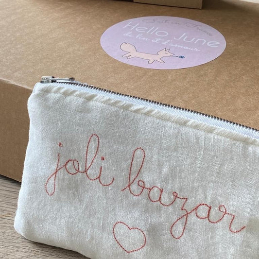 Pochette en lin lavé et douillette