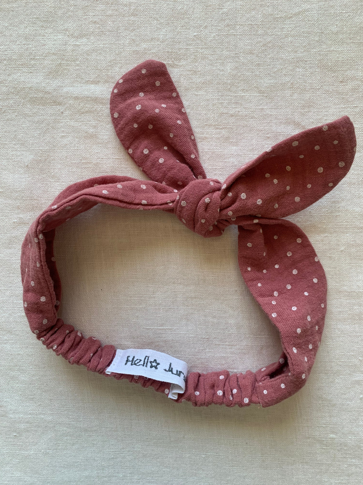 Bandeau gaze rose pois blanc 3/6 mois