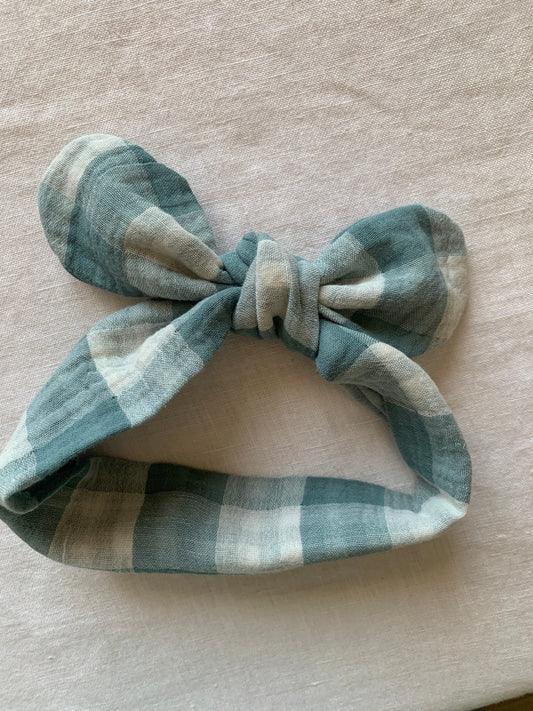 Bandeau - Gaze grands carreaux verts 3/6 mois