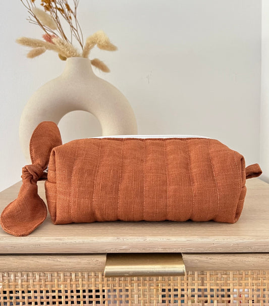Trousse de toilette gaze de coton et lin lavé