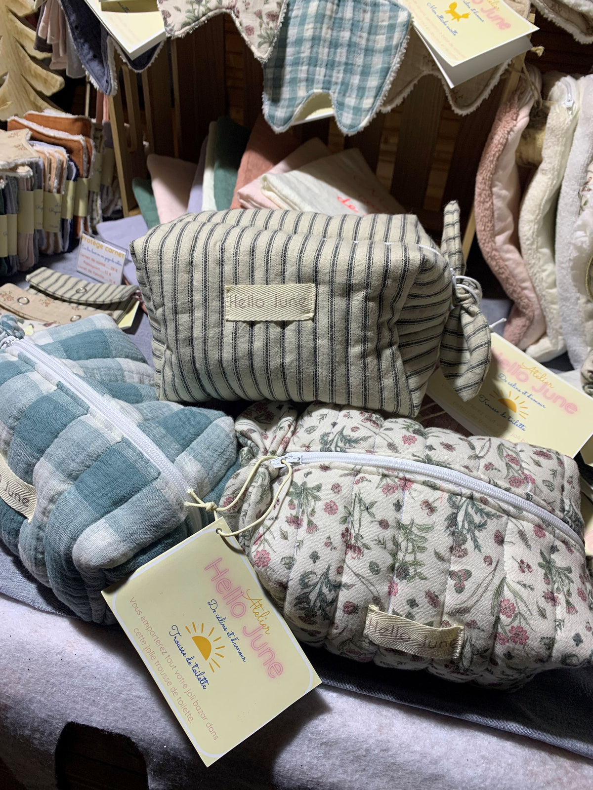 Trousse de toilette gaze de coton et lin lavé